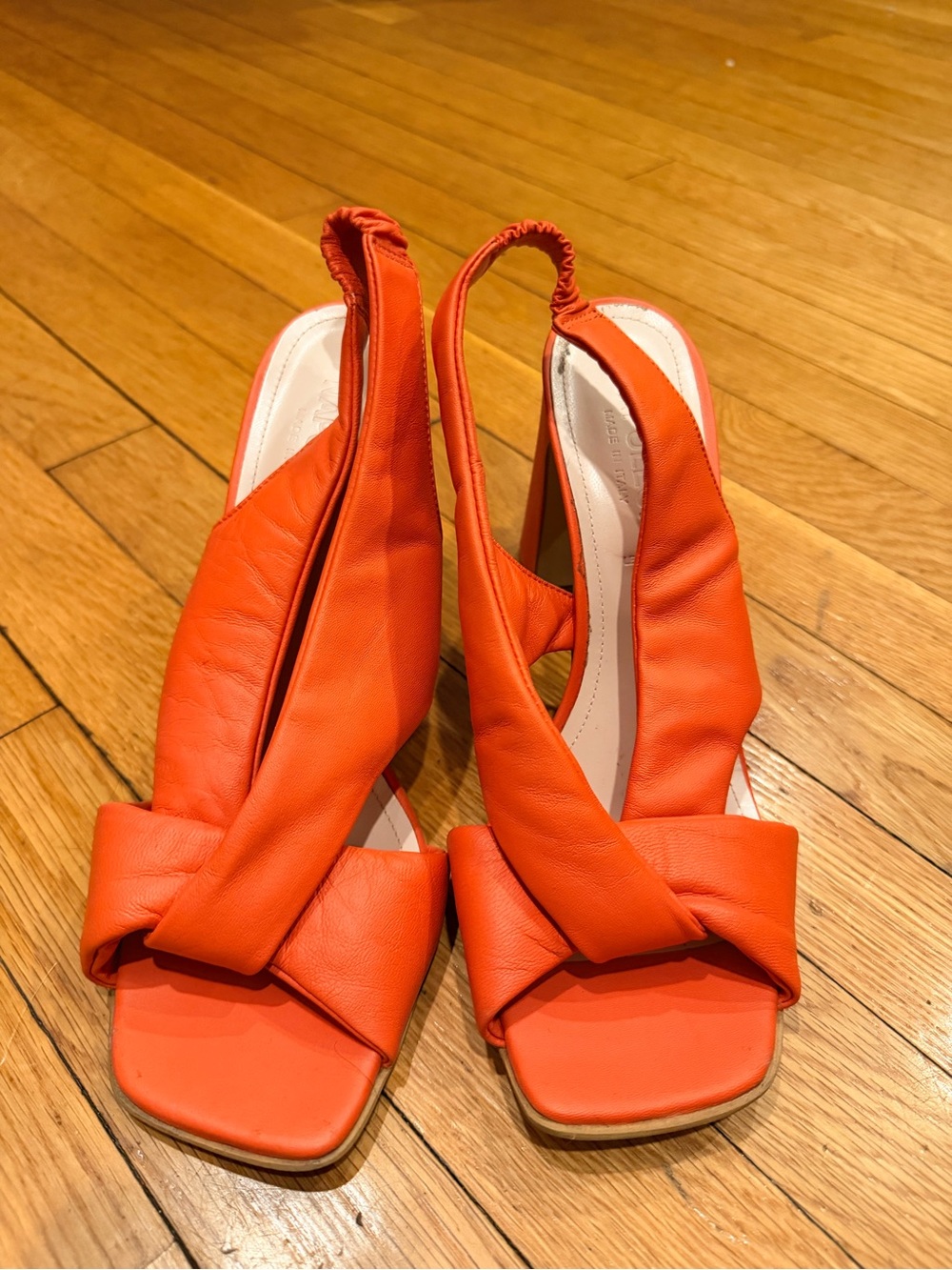 Orange Slingback Knot Heeled Sandals